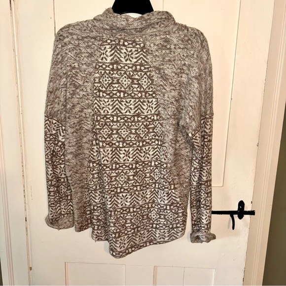 North River Womens Jacquard French Terry Cowl Neck Long Sleeve Shirt Sz L - Picture 2 of 5